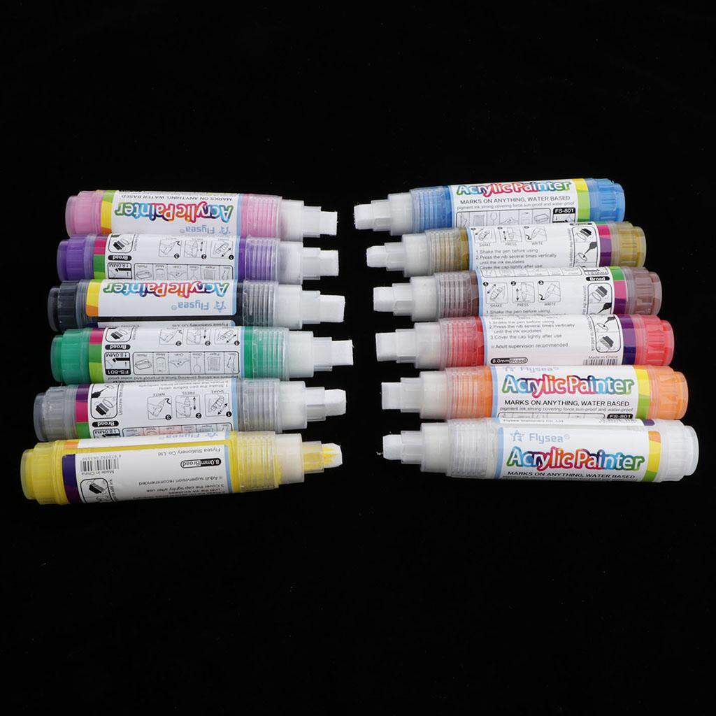 Mua Prettyia 12 Màu waterbased sơn acrylic bút Bút Đánh Dấu cho cơ thể tranh, Graffiti