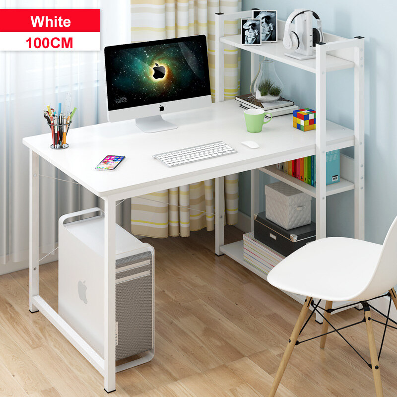 100cm In Width Complete Computer Workstation Desk With Storage Shelves Wooden Home Office Style Laptop Notebook Pc Study Writing Reading Table Lazada Singapore Complete Computer Workstation Desk, White Desk 100cm Wide With Drawers And Shelves