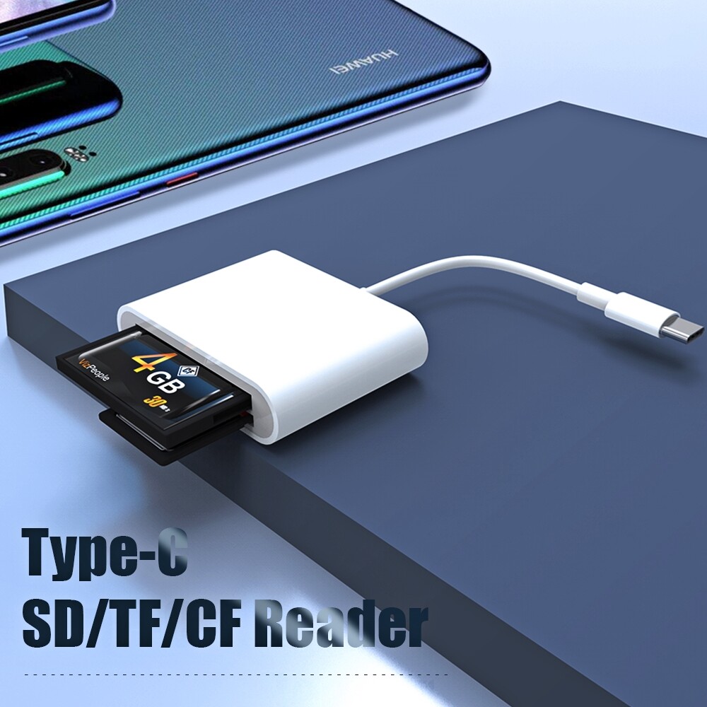 Atoyin Đầu Đọc Thẻ Type-C Bộ Mở Rộng Bộ Nhớ Điện Thoại Bộ Chuyển Đổi Bộ Nhớ Máy Ảnh TF/SD/CF Cho Huawei Realme Xiaomi Bộ Chuyển Đổi OTG