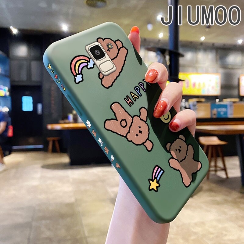 JIUMOO Case For Samsung galaxy J6 2018 Case With Cartoon Cute Bear Rabbit New Cellphone Side Design Phone Case Edge Silicone Casing original Full Back Cover Camera Cases Shockproof Protection Softcase