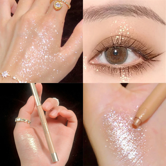 Diamond Glitter Eyeshadow Liner Pencil Face Makeup Highlighter Long lasting Matte Pink Silkworm Champagne Gold Eyeliner Pen