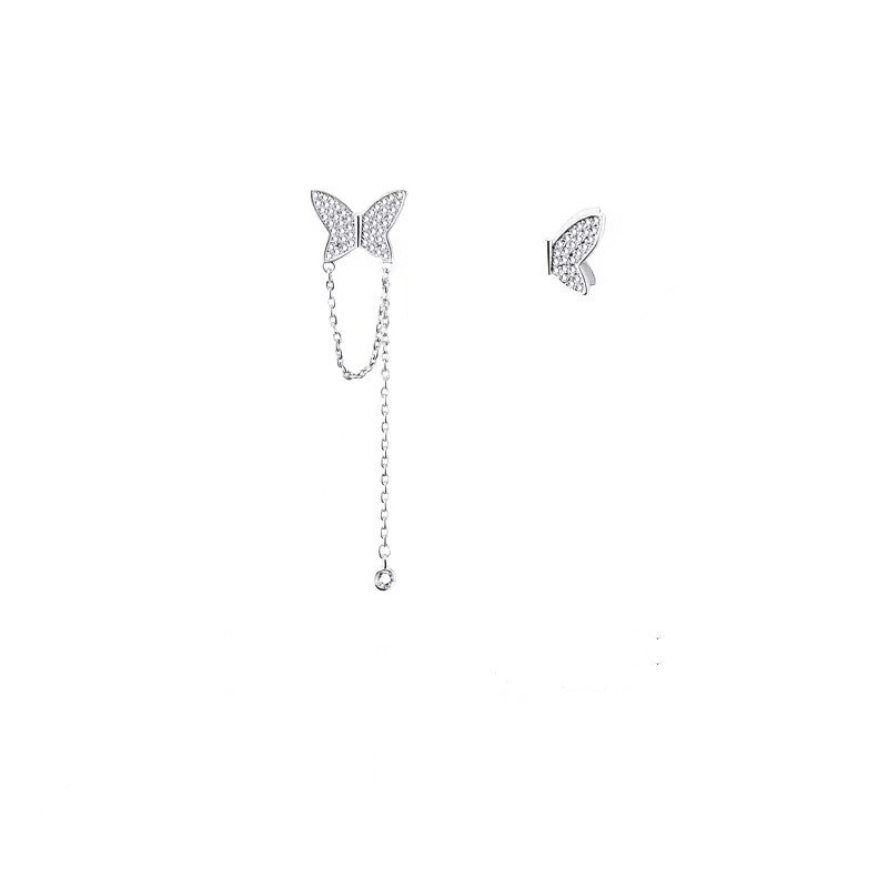 Fashion Jewelry Shop INS Trendy Asymmetric Design Butterfly Shape Drop Earring For Lady Exquisite Zircon Jewelry For Students