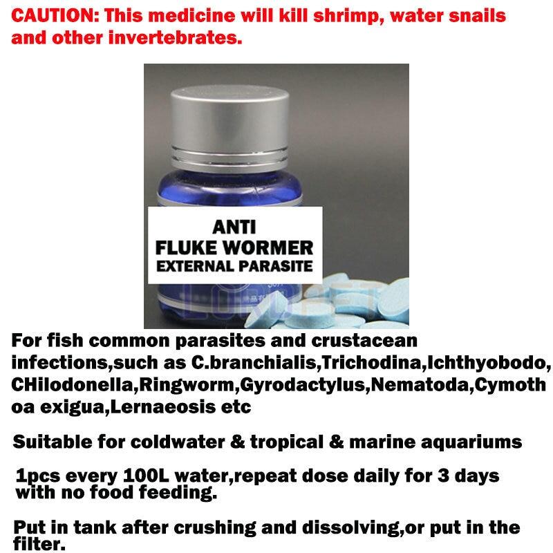 Fish Fungicide 30 Tablet Anti Fluke Wormer External Parasite Aquarium