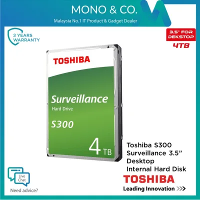 Toshiba Hard Disk 4TB S300 Low Spin Surveillance Internal CCTV Hard Drive HDD for DVR and NVR 3.5 SATA 6.0Gbit/S High Endurance (HDWT140UZSVA)