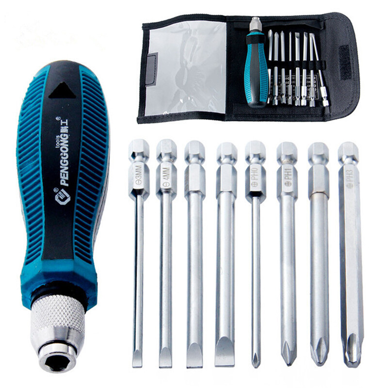 With Magnetic Cross Slotted Precision Screwdriver Combination Repair Tool 9Pcs Mini Multi-Function Screwdriver Set
