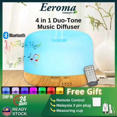 EEROMA Bluetooth 450 ml Music Speaker Duo Tone Wood Grain Base Air Ultrasonic Diffuser Humidifier