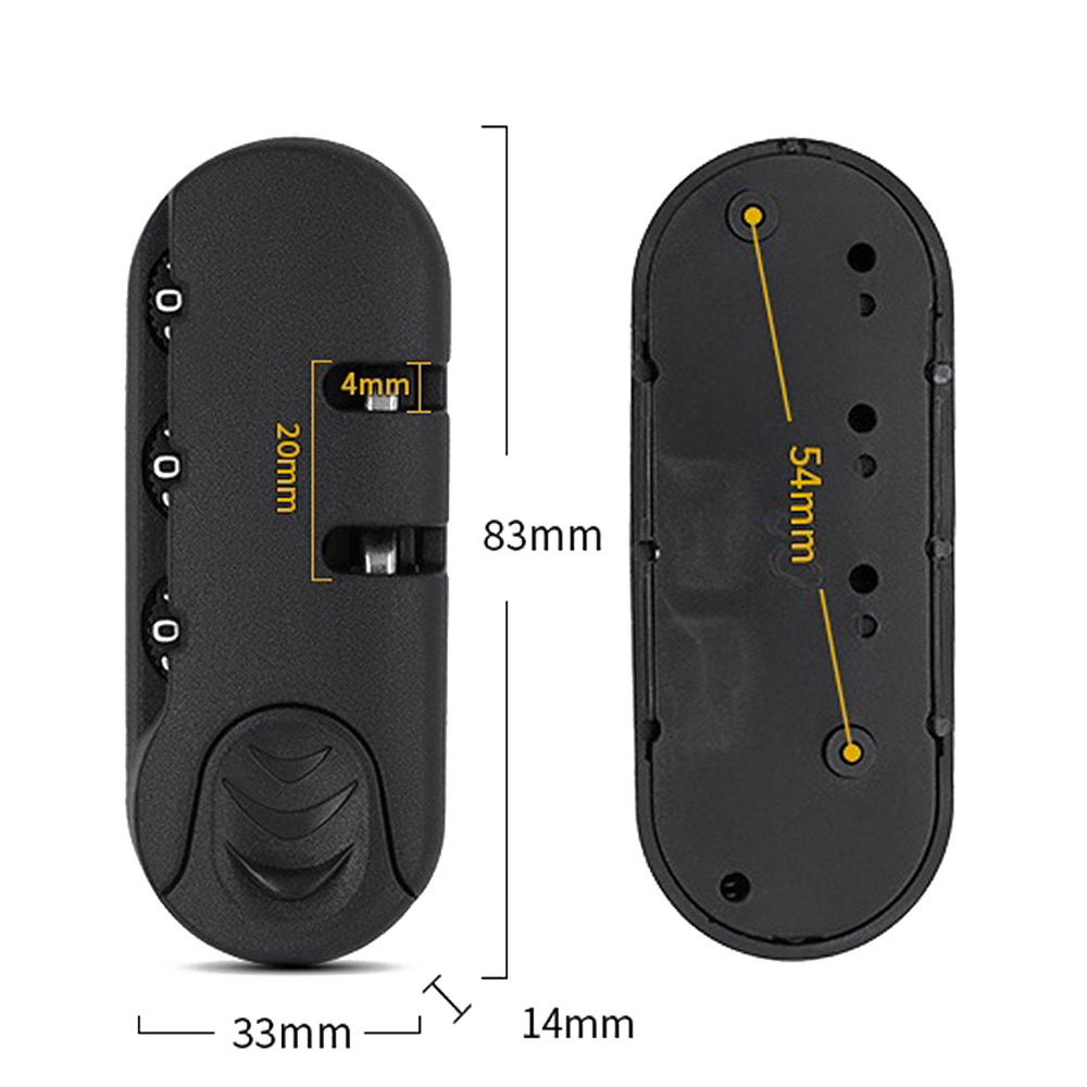 Black Combination Iron Core Lock 3 Digit Combination Padlock Accessories for Bags Lock Luggage Suitcase Travel Bag Code Lock