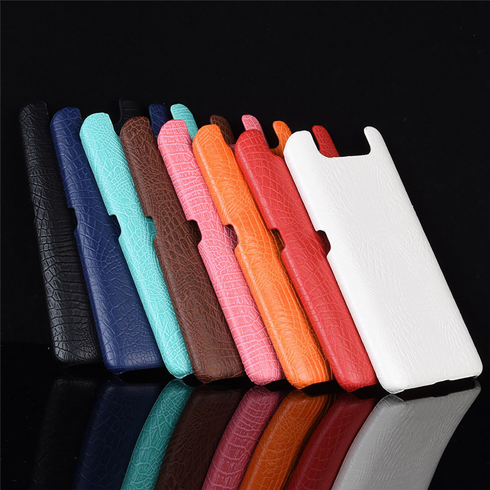 Retro Leather Phone Protective Case Crocodile Pattern Back Cover Solid Color Shell for Samsung Galaxy A80/A90 Phone
