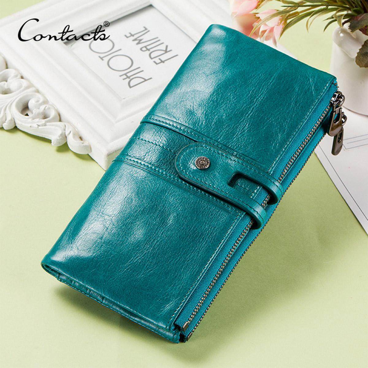 CONTACT'S Genuine Leather Women Wallet Female Coin Purse Long Wallet