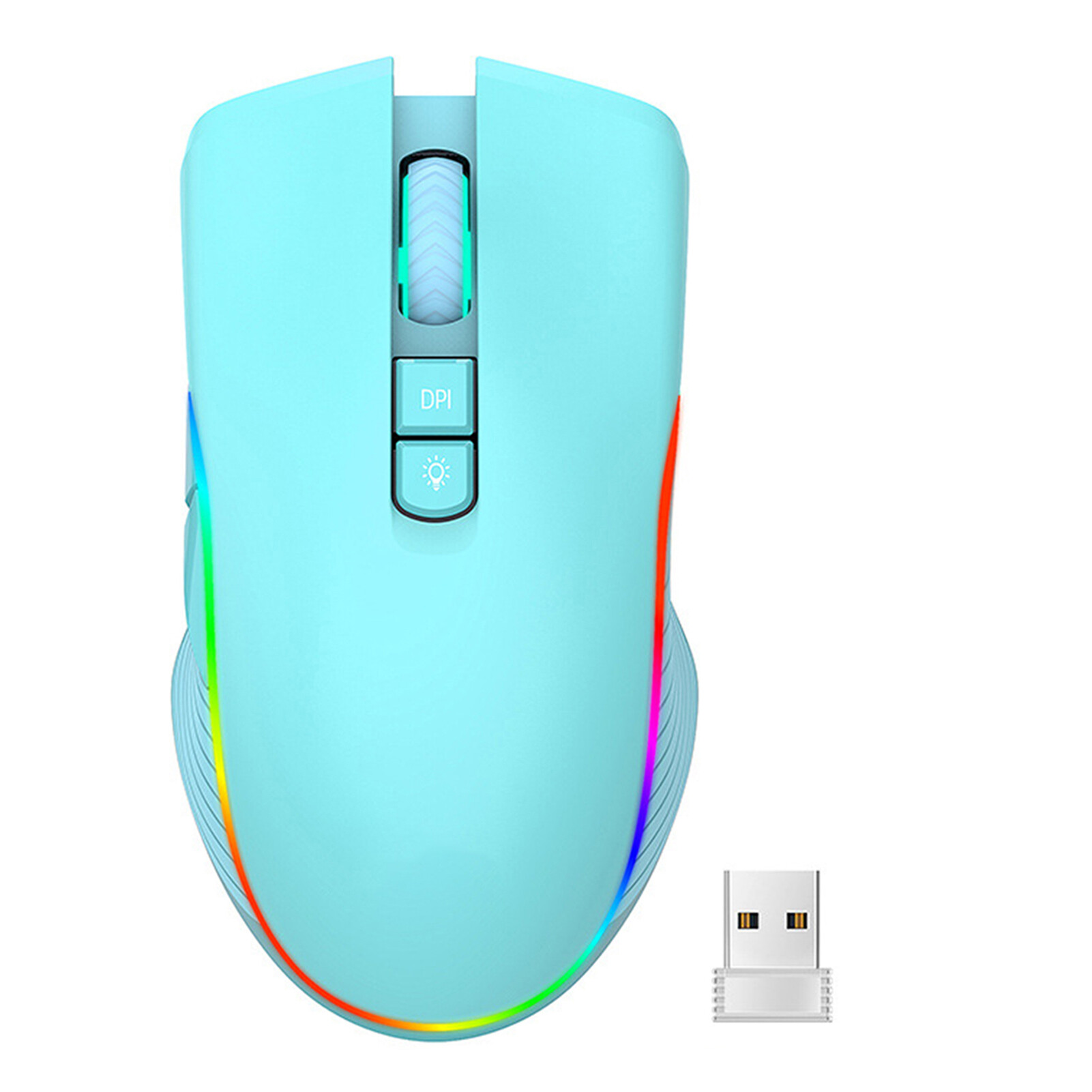 7 Buttons Type-C Charging DPI Adjustable Plug Play Wireless Mouse 2.4G Bluetooth-compatible Colorful Light Optical Mute Mouse with Receiver Computer Accessories Computer Mouse Plug