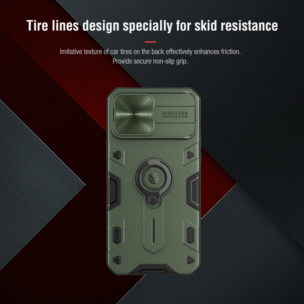 Nillkin Trượt Vỏ Bọc Ốp Lưng Cho iPhone 13 Pro Max Ốp Lưng Máy Ảnh Bảo Vệ Sự Riêng Tư Chống Sốc Đèn Vòng Có Chân Đế Và Giá Đỡ Điện Thoại Ốp Lưng