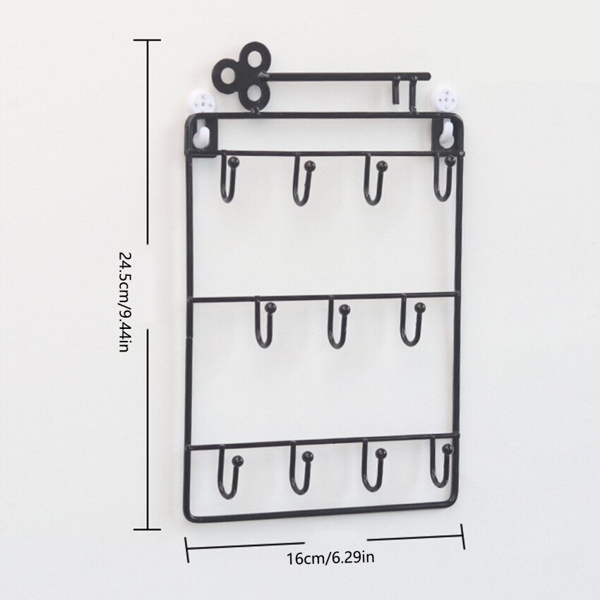 Modern Style Iron Wall Mounted 11 Hangers Hooks Key Holder Coat Hat Storage Rack Practical Cloth / Keys Hooks