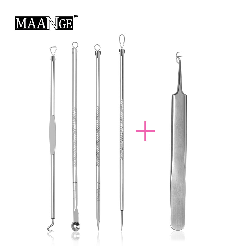MAANGE Bộ 5 dụng cụ nặn mụn Có Nhíp