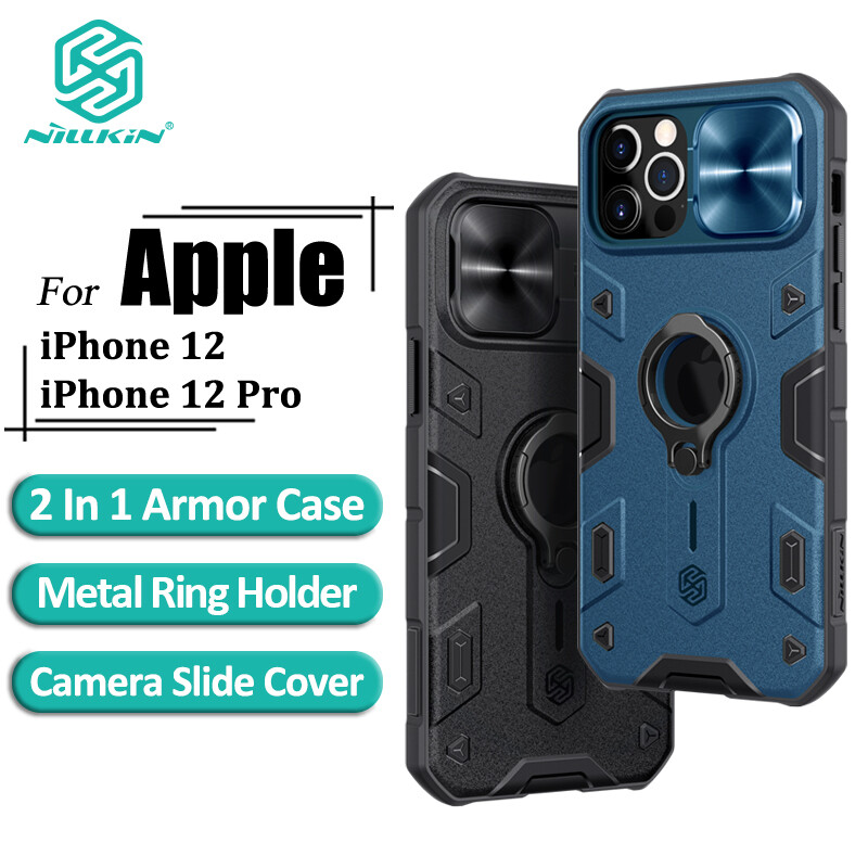 Nillkin Slide Cover Case for iPhone 12 / iPhone 12 Pro / 12 Pro Max Phone Cases Camera Protect Privacy Shockproof Ring Light With Stand and Phone Holder Back Cover