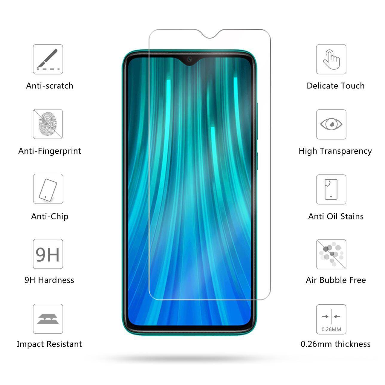 2PCS For Xiaomi Redmi Note 8 Screen Protector Tempered Glass