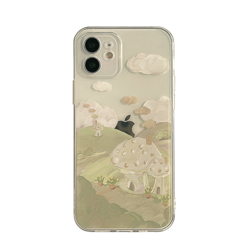 Soft Silicone Cute Simple and Gentle Small Green Hills Casing IPhone 15 15plus 15pro 15promax 12Mini 12 12Pro 12Pro Max 11 11Pro 11ProMax XS Max XR XS Case for IPhone 8 Plus 6 6S 7 8 6 Plus 6S Plus 7 Plus Fashion Phone Cover