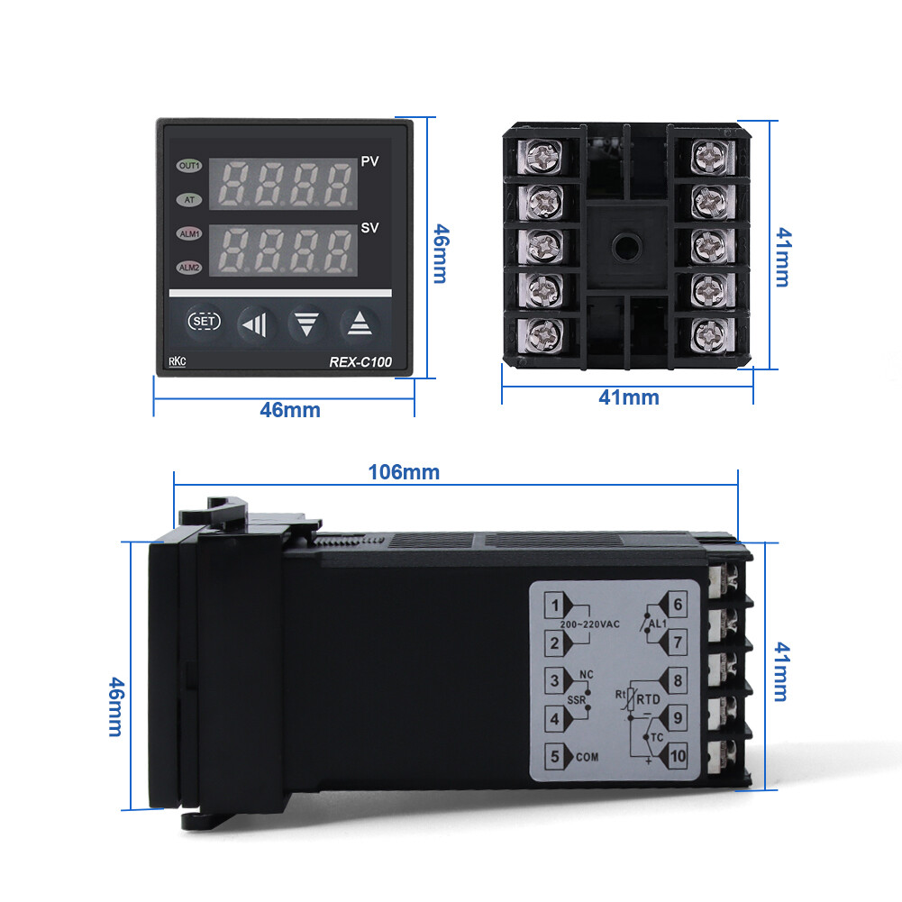 (Miễn Phí Vận Chuyển) Bộ Điều Khiển Nhiệt Độ RCYAGO Cảm Biến SSR Điều Khiển Nhiệt Độ 220V Nhiệt Độ REX -C 100 0 ~ 400 ° CK Đầu Vào: Loại (K) Đầu Ra SSR