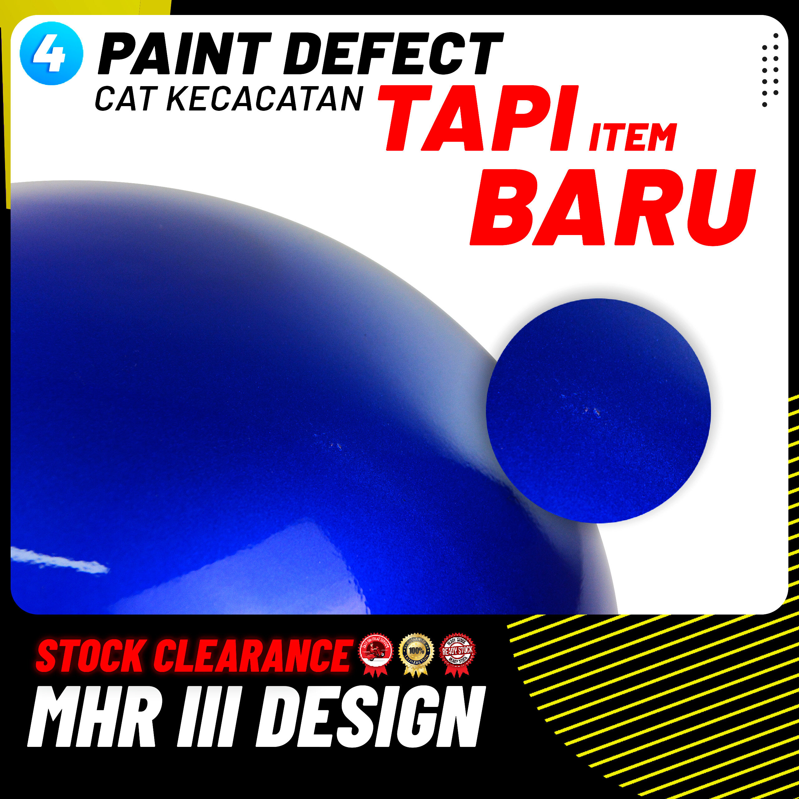 (Clearance) III Design [BRV ] Steng Kura T Keledar MHR Siap Visor Separuh Helmet Half Cut (NEW)_voghion.com
