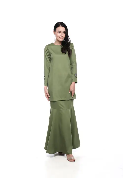 baju kurung olive green