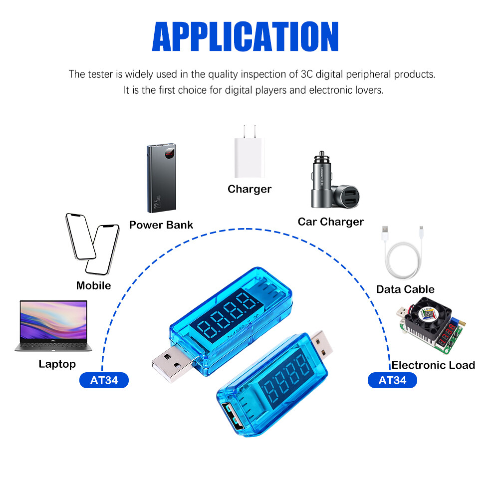 Current Voltage Capacity Battery Tester USB Volt Current Voltage Detect Charger Tester Meter Mobile Power Detector Battery Test Tool
