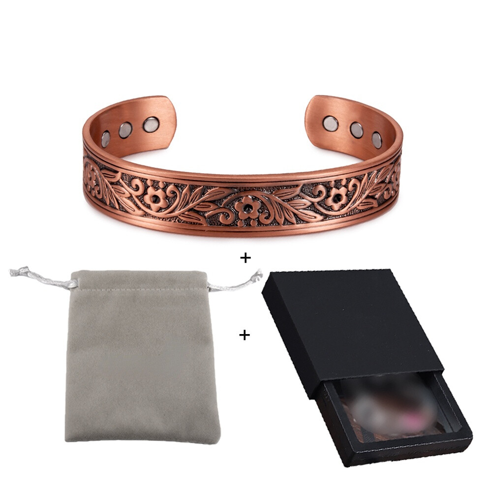 Bracelet Copper Flower Leaf Cuff Adjustable Bangles Femme Health Arthritis Vintage Copper Bracelets for Men