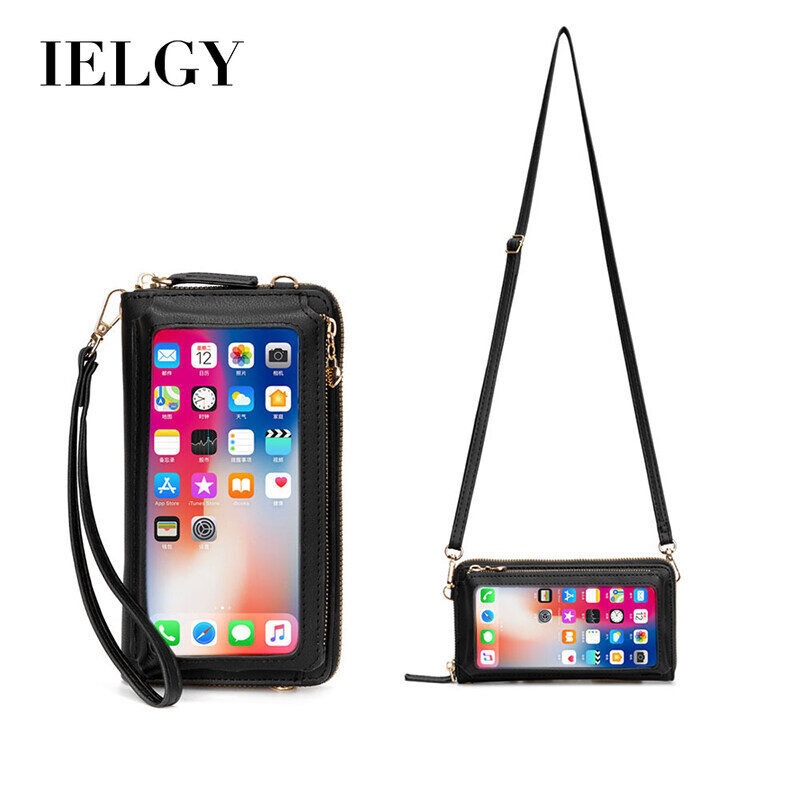 IELGY Korean version of PU ladies multi-function large-capacity touch screen mobile phone bag single shoulder diagonal small bag