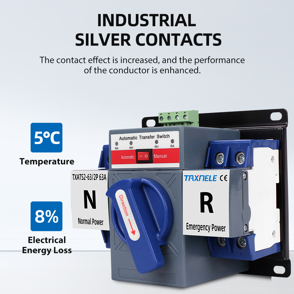 ATS 2P 4P 63A 230V vi ngắt mạch năng lượng kép công tắc chuyển tự động tự động chuyển đổi