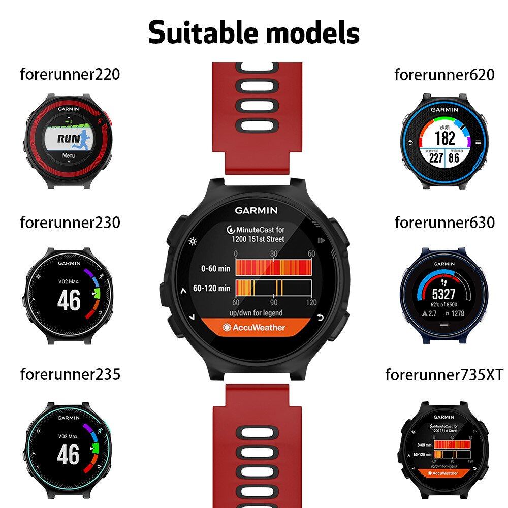 Compatible for Garmin Forerunner 735XT Straps, Soft Silicone Replacement Watch Bands for Garmin Forerunner 230/235/ 620/630/ 735XT Smart Watch