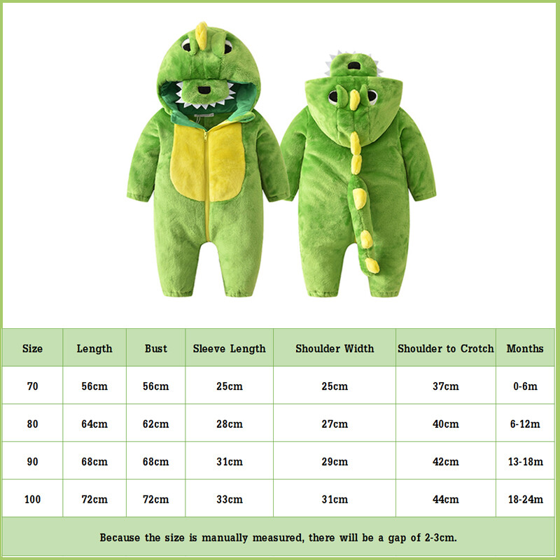 Newborn Baby Romper One-Piece Dinosaur Jumpsuit Baby Animal Costume Toddler Baby Winter Flannel Onesie Sleepwear Soft Bodysuit