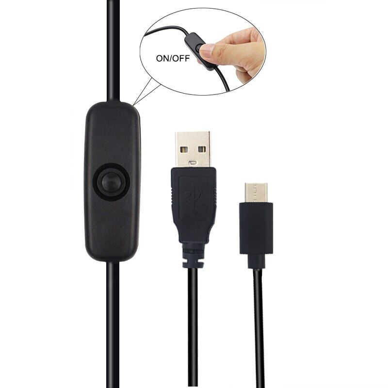 Cáp Nguồn 3A Raspberry Pi 4 1M Cáp Sạc USB Type C Có Nút Công Tắc Bật/Tắt Cho Điện Thoại Android Raspberry Pi 4