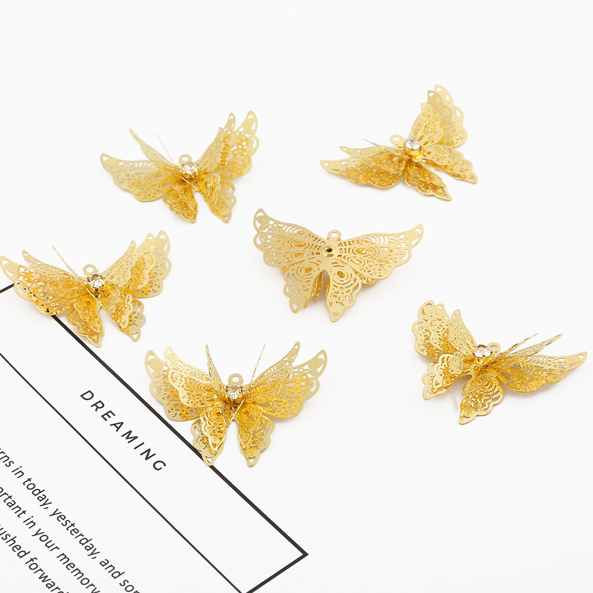 1PC 25mmx35mm Metal Copper Butterfly Ornaments Fashion Retro Pendant Women Hairpins Material DIY Jewelry Accessories