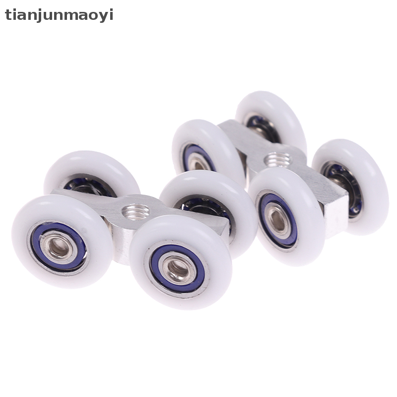 [tianjunmaoyi] 1Pair Sliding Door Rollers 4 Wheels Hanging Home Door Accessories Hardware