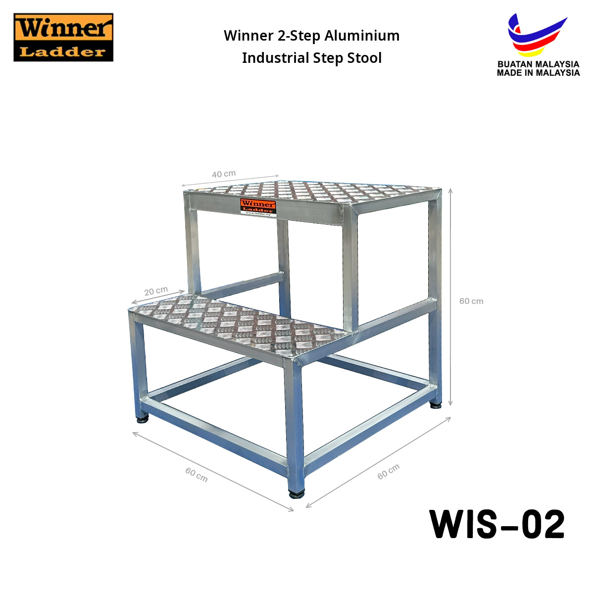 2-Step Aluminium Industrial Step Stool | Lazada