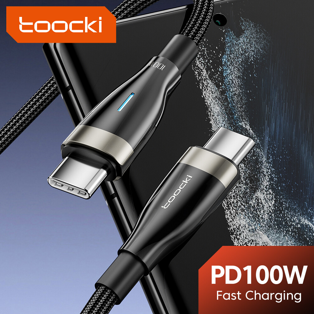 Toocki Cáp LED 100W USB C Sang Type C Cáp Sạc Nhanh PD Dây Dữ Liệu Cho Macbook Huawei Xiaomi POCO Samsung USB-C Cáp Type-C