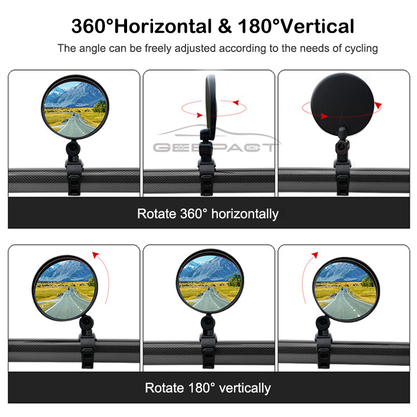 Geepact Rearview Mirror 2 PCS Bicycle Mirror Handlebar Rearview Mirror Wide Angle 360°Rotate Looking Glass Universal Cycling Bicycle Rear View Mirror for E-bike MTB Scooter Motorcycle Road Bike Ordinary Bikes etc.