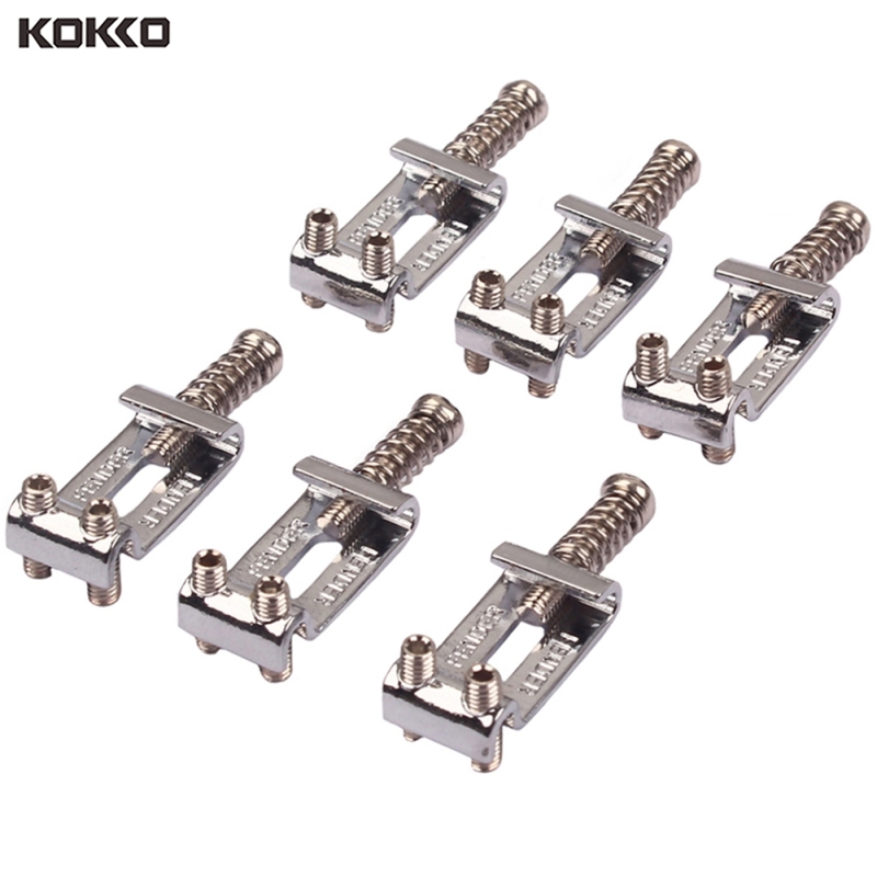 KOKKO Guitar Saddles Bridge Metal Tremolo Saddle System String Spacing for Stratocaster Telecaster Electric Guitar Maintain Part 6pcs