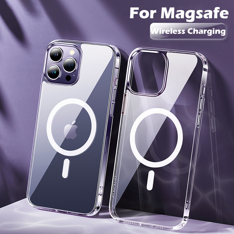 HOCE Clear Acrylic Back Cover Magsafe Case for iPhone 13 12 Mini 11 12 13 14 15 16 Pro XS 14 Plus XR X Support Wireless Charging Drop Protection Bag Accessories