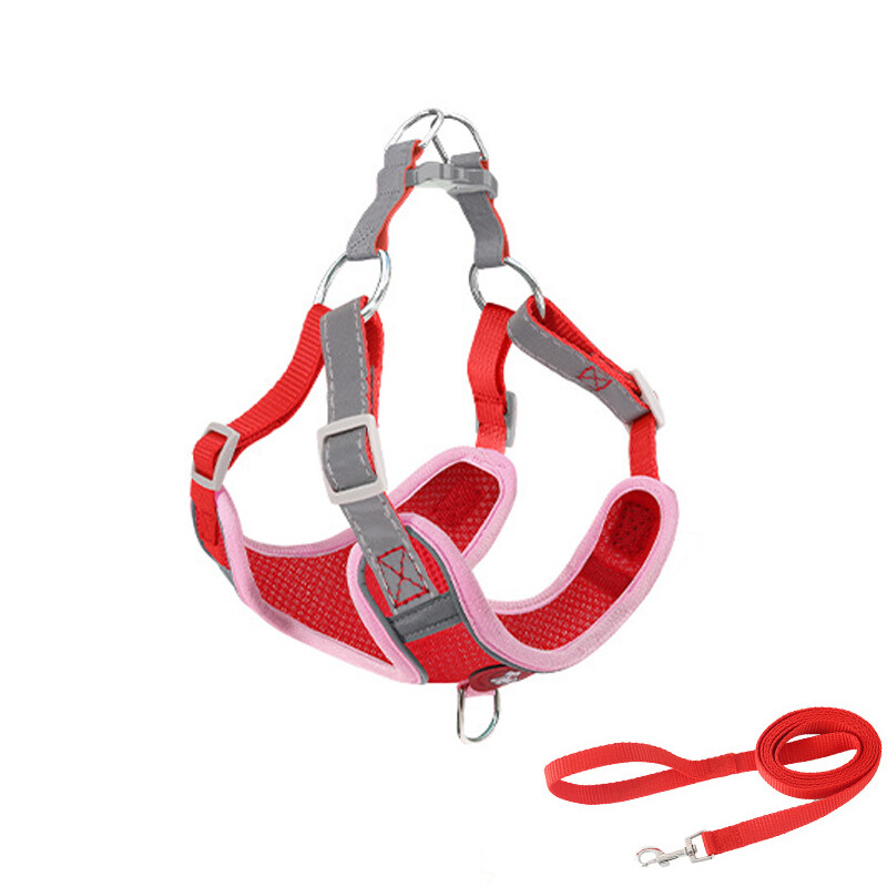 Dog Harness,Puppy Harness and Leash Set for Walking Escape Proof,Comfortable Air Mesh Dog Vest Harness with Reflective Strip, Step-in Outdoor Pet Vest for Dog