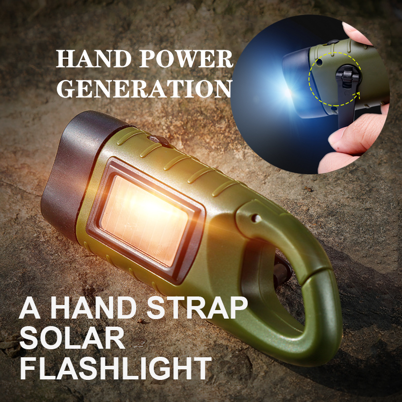 3 LED Flashlight, outdoor solar flashlight, hand power generation flashlight, Use solar panel power, 0.5W