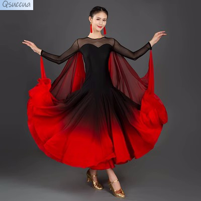 Modern Dance Dress, National Standard Dance, Social Dance Dress, Waltz Performance Dress, Large Swing Gradient Performance Dress