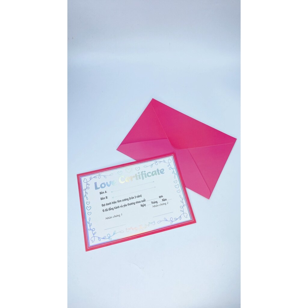 Chứng chỉ yêu tình dành cho các cặp đôi - Love Certificate