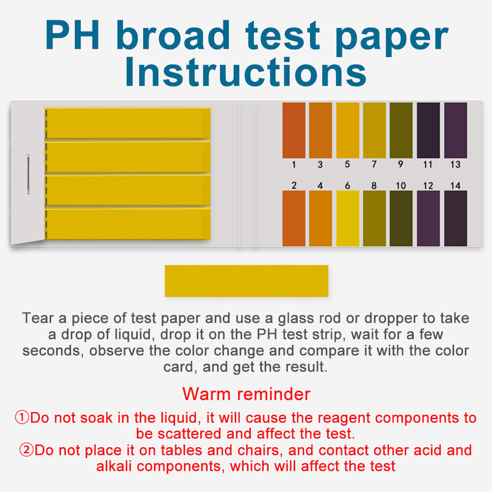 80 Dải GiấY Quỳ thử độ pH quỳ Giấy thử toàn dải 1-14 pH có tính axit kiềm chỉ số phổ Giấy thử Dải giấy dụng cụ kiểm tra PH hộp cá hồ bơi dụng cụ kiểm tra nước