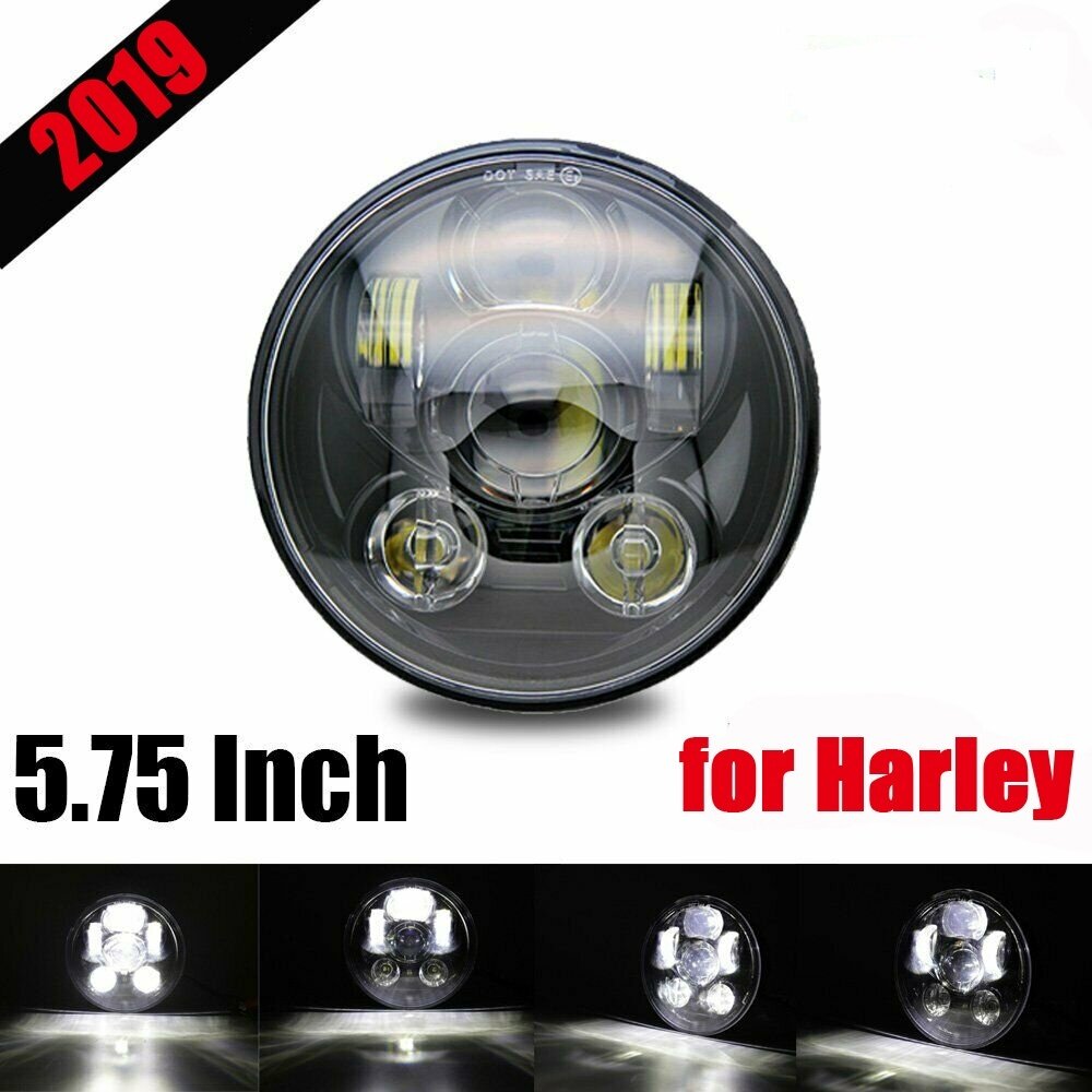 Cree 5.75/" 5 3//4 LED Headlight Black Projector DRL For Harley Davidson