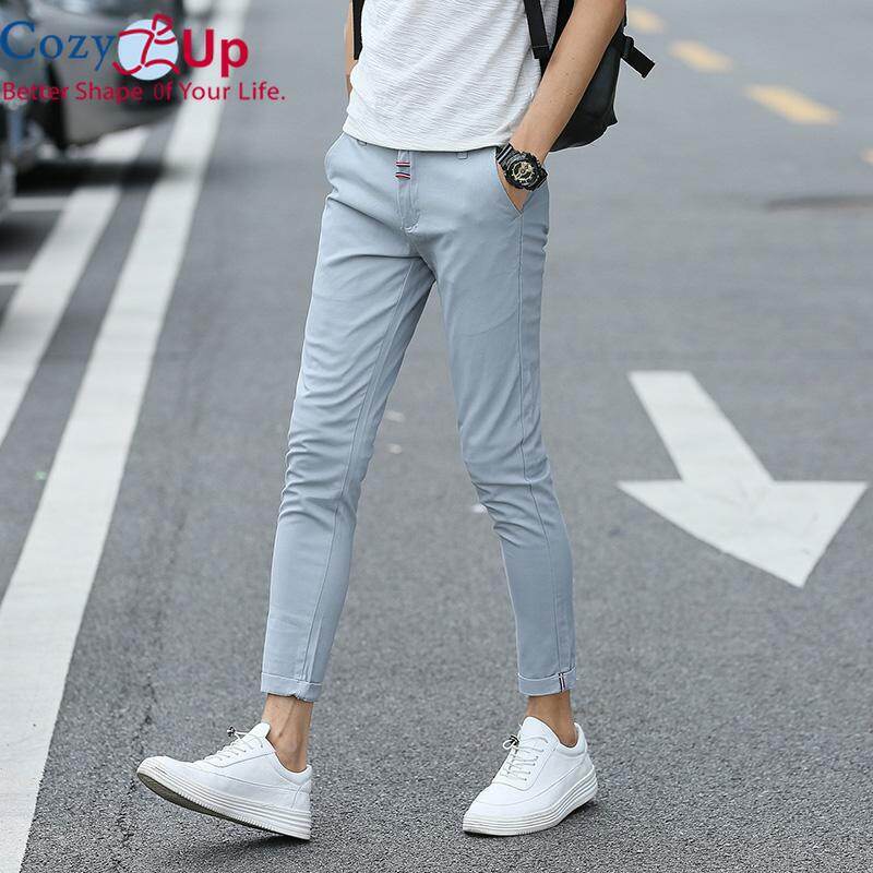 Cozy Up Slacks Pants Men Casual  Feet Stretch Straight  Youth Slim Fit Chinos Trousers for Male