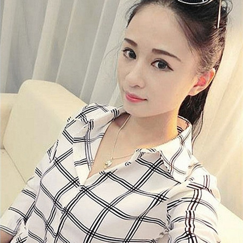 Áo Sơ Mi Kẻ Sọc In Họa Tiết Xuân Hè Mới Cho Nữ Trang Phục Học Sinh Dài Tay Cho Nữ Áo Sơ Mi Nữ Ôm Sát Người Hâm Mộ Hàn Quốc