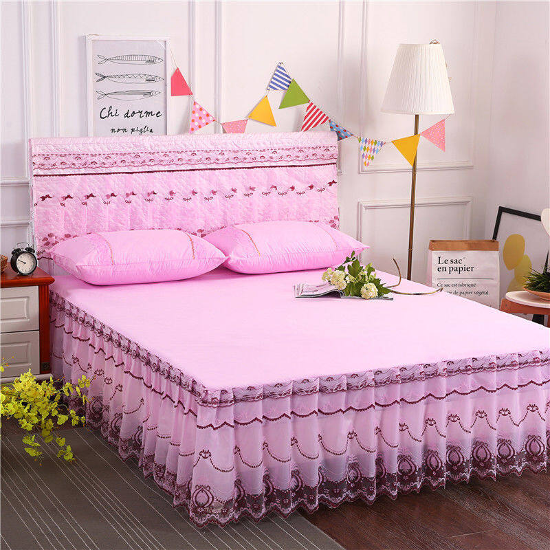 3IN1 Bed Sheet Bed Cover Bed Skirt Summer Lace Queen King Size Bed