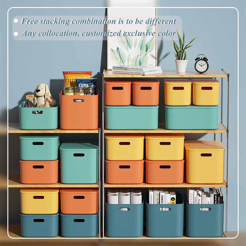 Homenhome Desktop Storage Box with Lid Dustproof Clothes Makeup Cosmetic Organizer Storage Basket