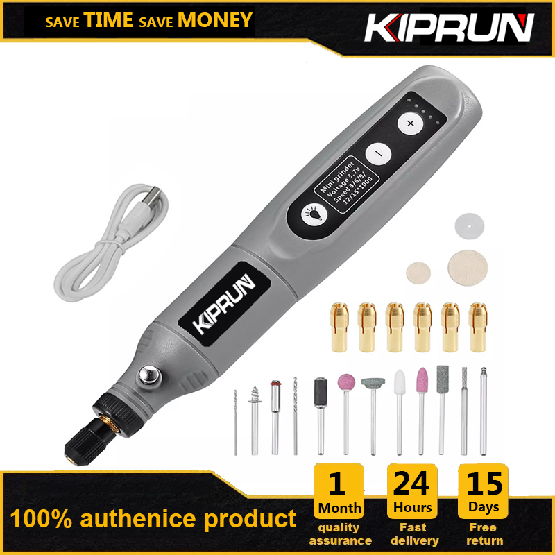 [Hàng Có Sẵn] Dụng Cụ Máy Mài KIPRUN, Dụng Cụ Quay Không Dây, Máy Khoan Điện Không Dây 3.7V Dụng Cụ Điện Máy Mài Bộ Mài 15000 Vòng/phút, Bộ Dụng Cụ Khoan Điện Có Đèn LED Làm Việc, 5 Tốc Độ, cáp Sạc USB Để Đánh Bóng Làm Sạch Và Khắc