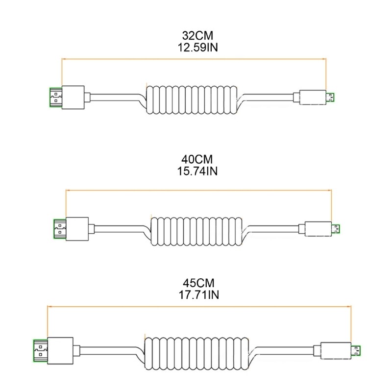 Thin HDMI-compatible Cable 4K Super Flexible HDMI-compatible Cord Video 4K Spring Spiral Coiled Cable 1.2/1.8/2.5m