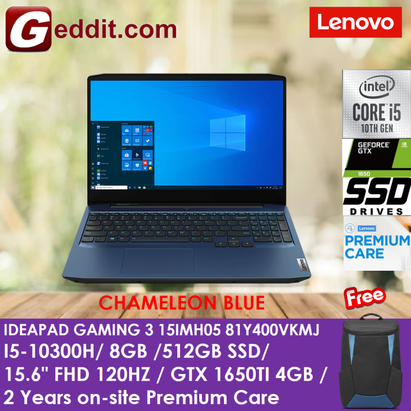 LENOVO IDEAPAD GAMING 3 15IMH05 81Y400VKMJ LAPTOP (I5-10300H,8GB,512GB SSD,15.6 FHD IPS,120Hz,GTX1650Ti 4GB,WIN10) (3-15IMH05 / 3-15IMH) + FREE STYLISH BACKPACK Malaysia